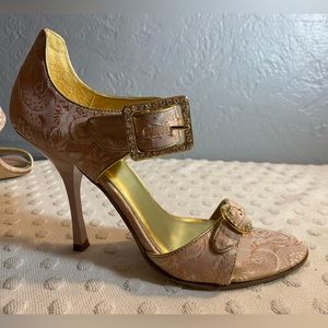 BAKERS Grace Pink and Gold Brocade Dress Heel